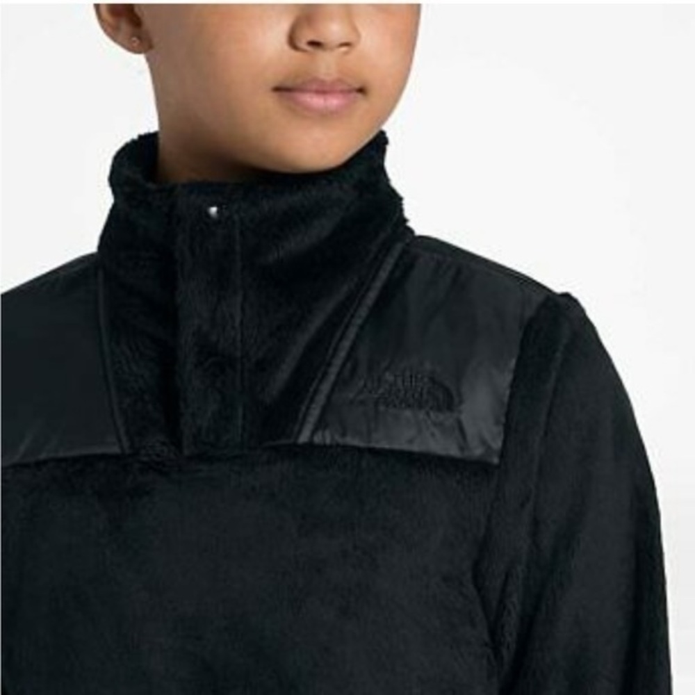 🍕🍭CLOSEOUT North Face Oso Silken fleece jacket Snap Pullover black large 14/16